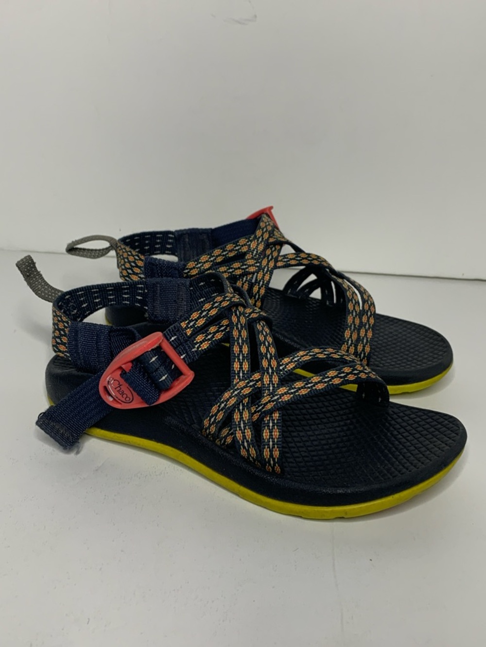 Chaco Kids Navy Orange Double Strap Sport Sandals